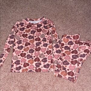 Bamboo Heart Patterned Kids Pajamas
